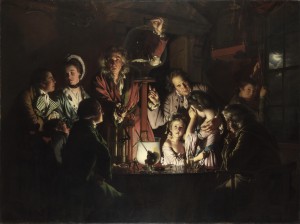Joseph Wright's painting of the reactions to a touring scientist's experiment.