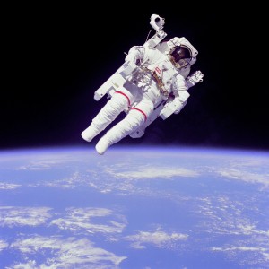 An astronaut space walk with jetpack
