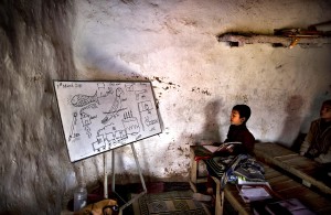 Afghan refugee at school in Pakistan