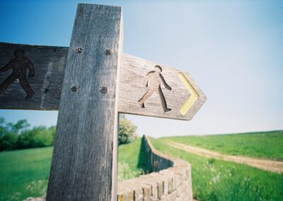 footpath signpost in countryside